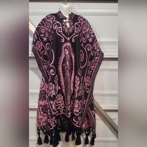 VIRGEN de GUADALUPE  Mexican Poncho rebozo wrap Gaban